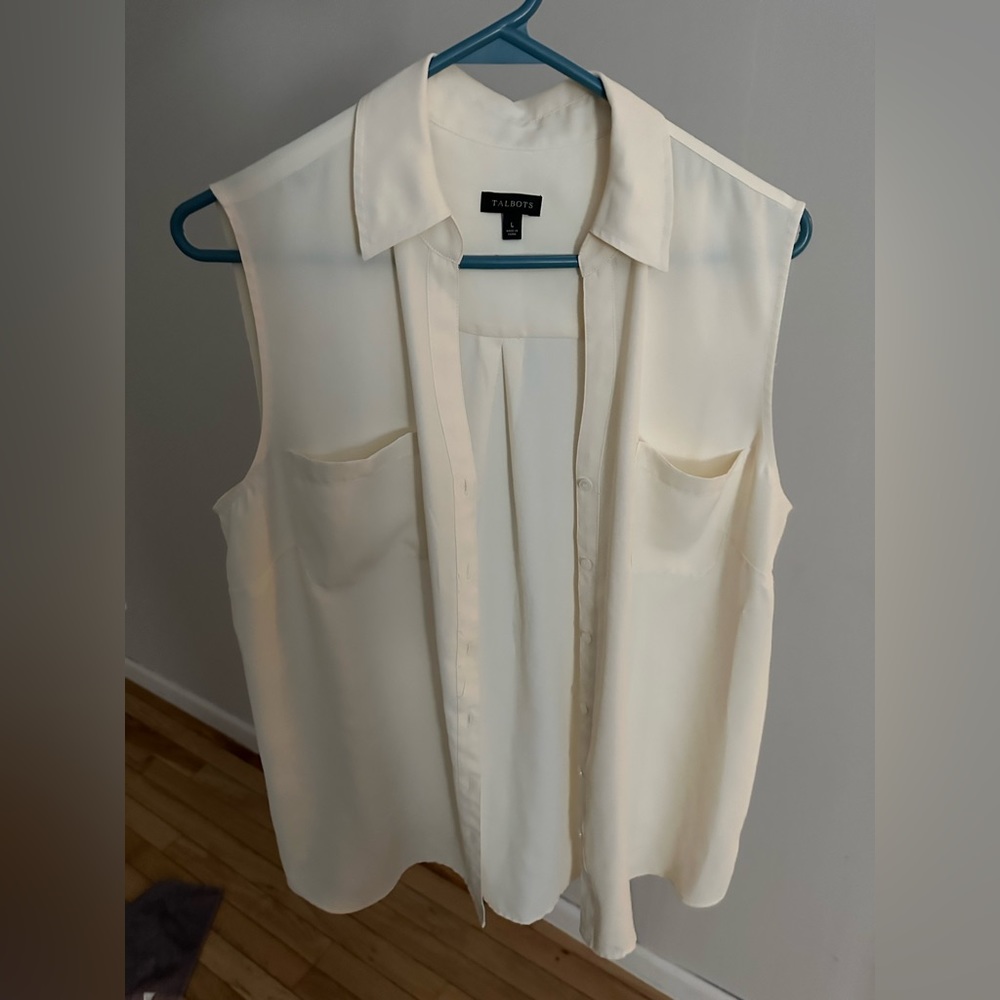 Talbots size L button up tank top
